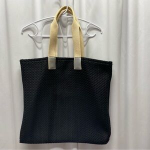 Lane Bryant tote bag textured beach travel grocery purse breathable black
